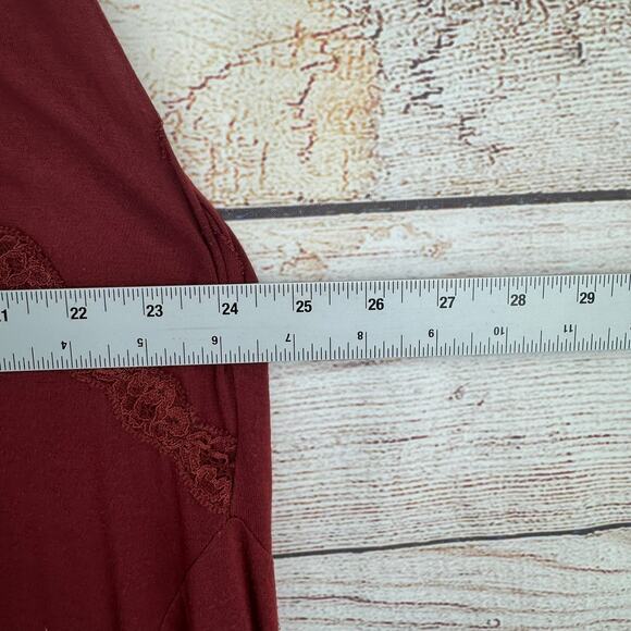 Free People Lace Trim Sleeveless V-Neck Blouse Womens Large Brown Red - Picture 11 of 12